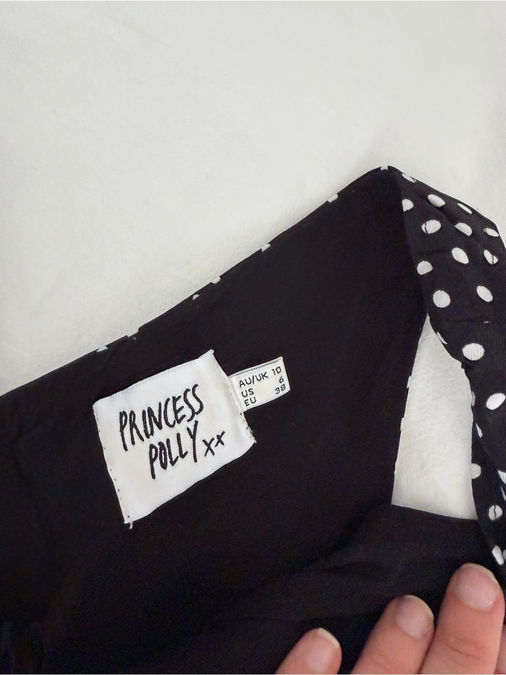 Princess Polly Polka Dot V-Neck Mini Dress - Black/White - Picture 4 of 5